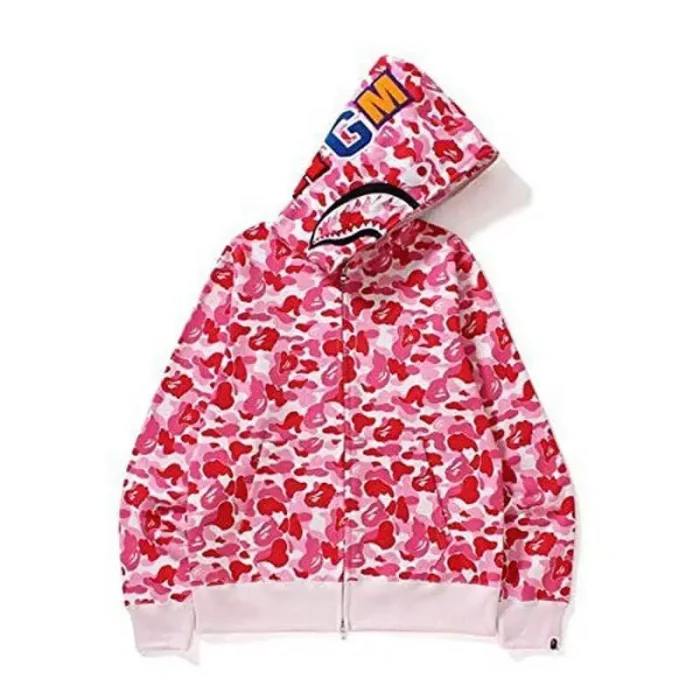 Full Zip APC Bape Shark Hoodie Pink Camo